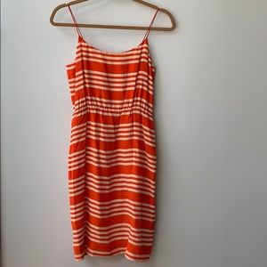 J. Crew size 6 silk striped dress in orange 🧡